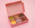 Open 6 piece butter mochi box showing mochi pieces