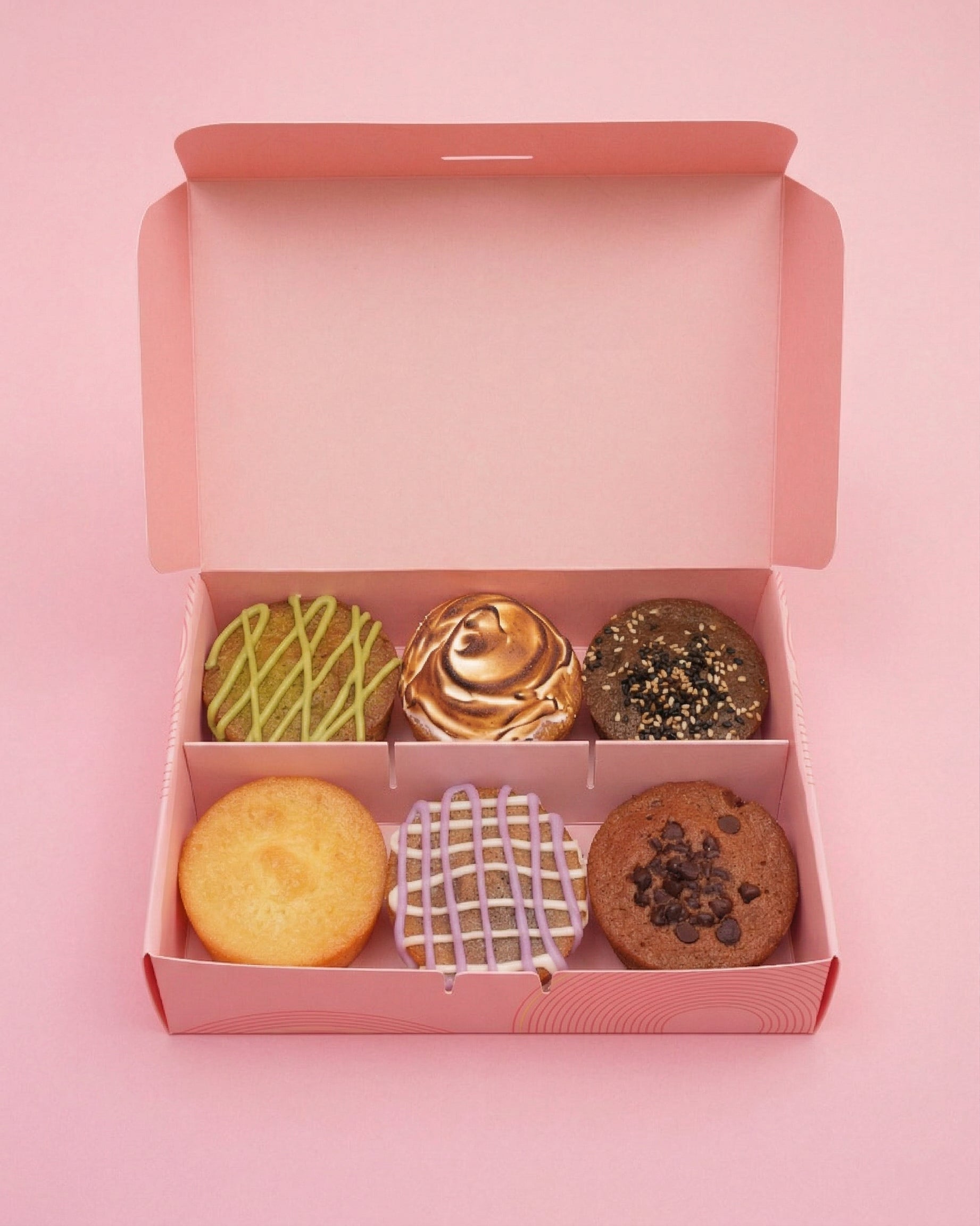 Butter mochi box 6 piece with pink packaging