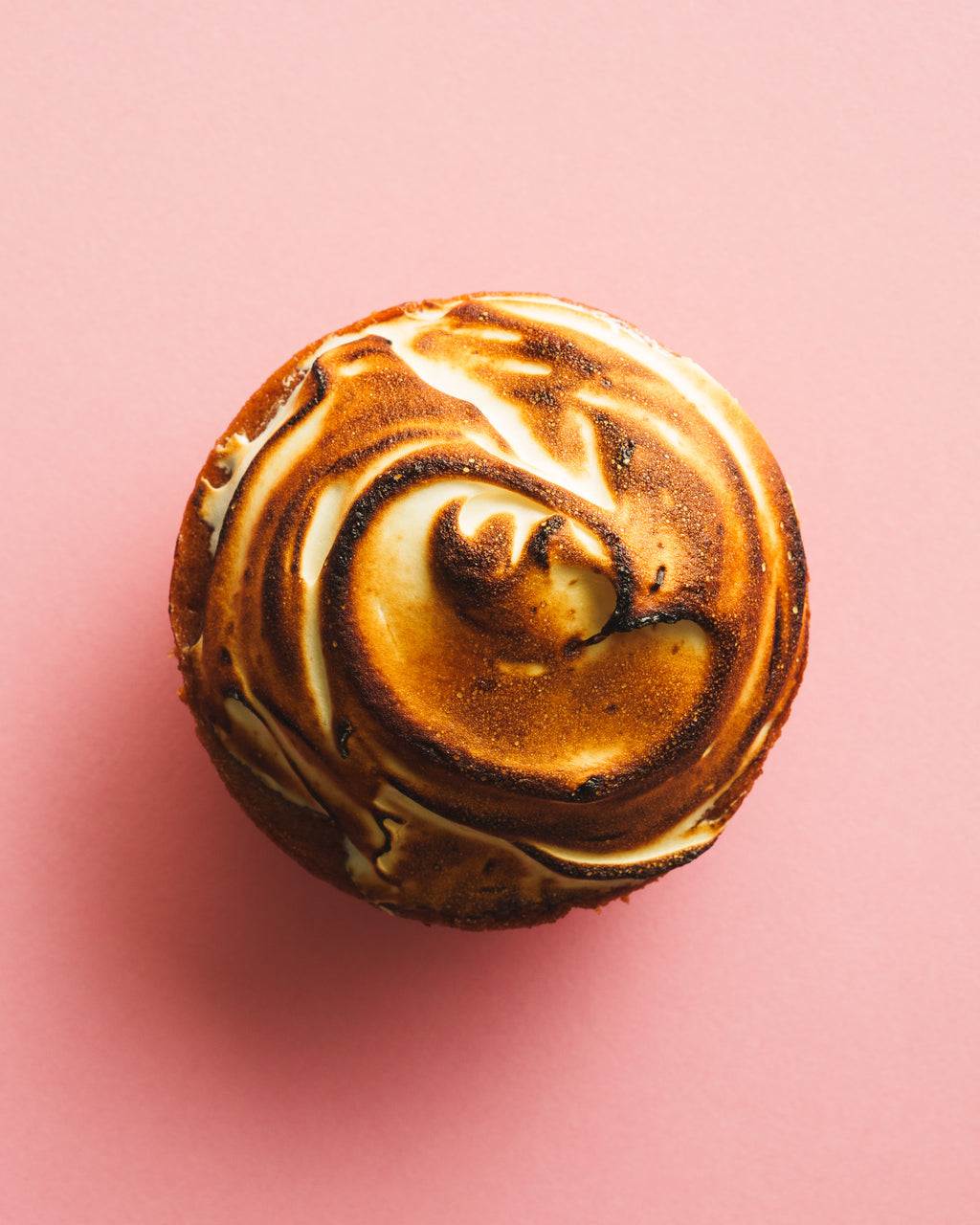 S'mores butter mochi birdseye view pink background