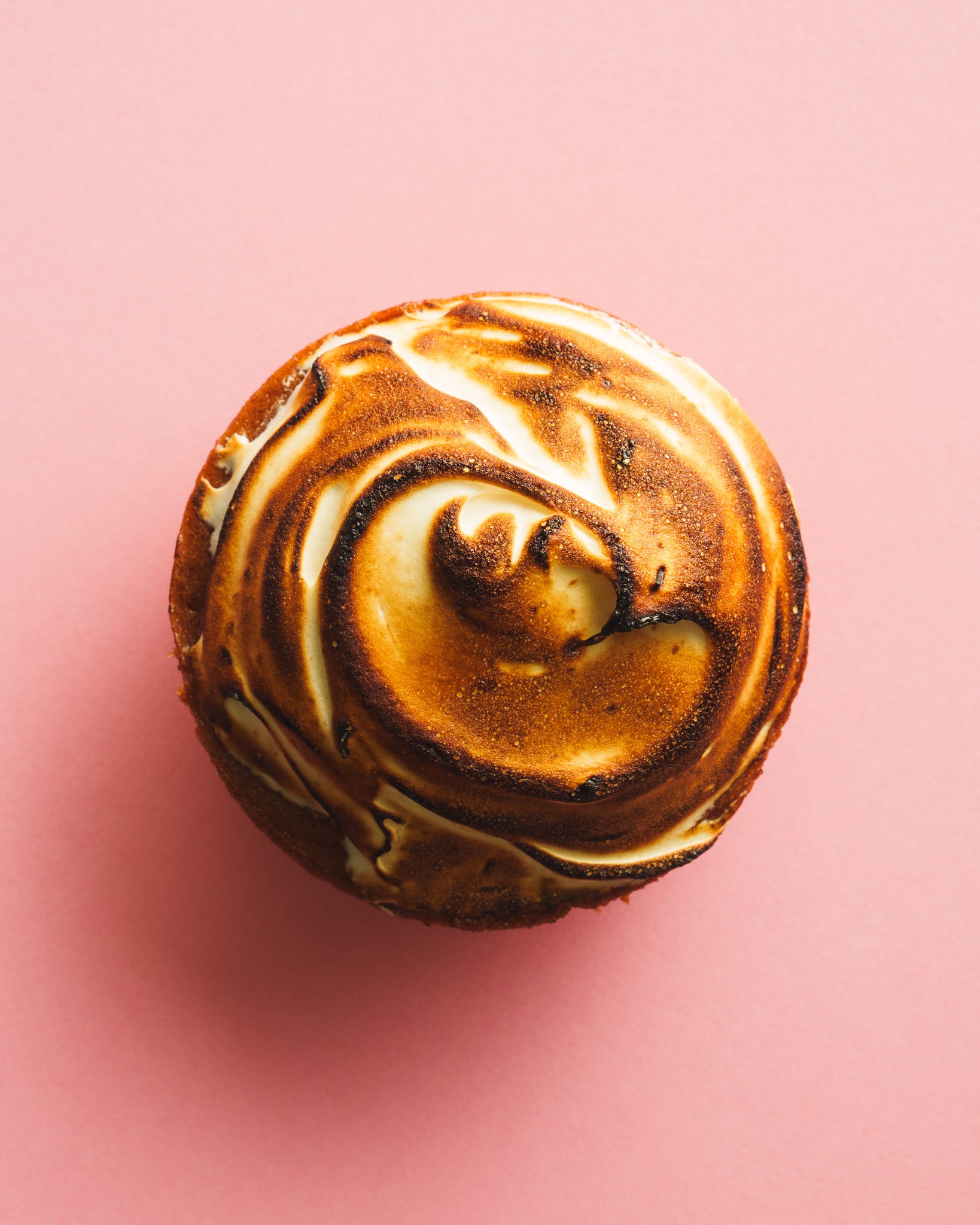 S'mores butter mochi birdseye view pink background